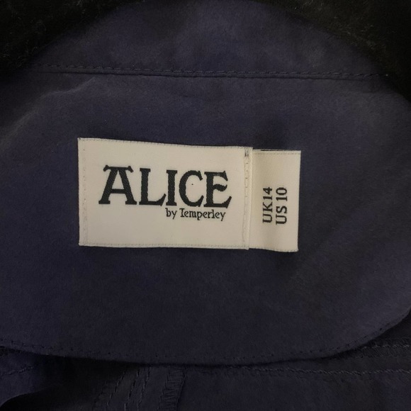 ALICE BY TEMPERLY Navy Blue Alva Silk Mini Shirt Dress - Picture 13 of 16